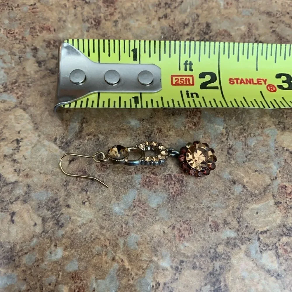 Chocolate Rhinestone Vintage Style Drop Earrings